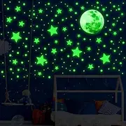 Molain 538Pcs Glow in The Dark Wall Stickers, Luminous Ceiling Stars Moon Space Galaxy Universe Planet Wall Decals Self-Adhesive Glowing Stickers for Kids Bedroom Nursery Living Room Decor (Green)