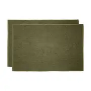 2pc Bambury Ultra soft Angove Bath Mat 50x80cm Olive Cotton Woven Home Decor
