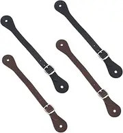 FINGERINSPIRE 4 Sets Imitation Leather Spur Tag Straps Black Coconut Brown Western Men Adjustable Boot Straps with Alloy Buckle Spur Straps for Boots for Western Women Men Equestrian Supplies, Black