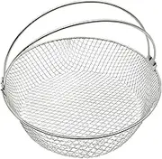Stainless Steel Air Fryer Basket | Air Fryer Wire Mesh Basket | Accessories Stacking Bacon Racks With Handle | Multi-purpose Round Fryer Mesh For, Oven, Steamer