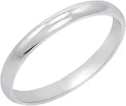 [Amanda Rose Collection] Women's 14K White Gold 2mm Classic Fit Plain Wedding Band (Available Ring Sizes 4-8 1/2)