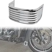 VEISUTOR Front Fender Skirt Trim for Harley Davison, Chrome Steel Front Ribbed Decorative Protector Trim Accent for Electra Glide Road King Tri Glide Ultra Classic Limited Low 2014-2024 Accessories