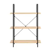 Design Square Arwen Wide 3-Tier Bookcase Display Shelf Storage Unit - Oak/Black