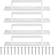 Pack of 4 Door Handles, White, Sliding Door Handles, 200 mm Barn Door Handle, Sliding Door Handle, Garden Gate Handles, Barn Door Handles, Cabinet Door Handles for Cupboards, Kitchens, Garages,