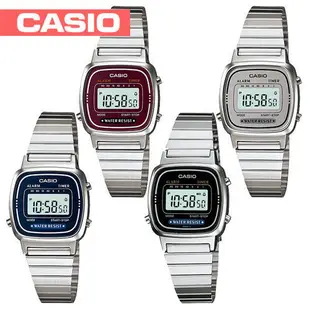 【CASIO 卡西歐】日系-復古風銀色系電子女錶(LA670WA)
