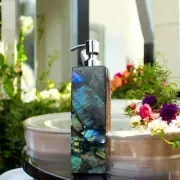 5" Enchanting Elegance Labradorite Stone Soap Dispenser for Luxurious Home Décor