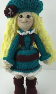 Doll Crochet Amigurumi Handmade Crochet Soft Toy 15” tall “One Of A Kind.”