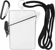 [MOOKEENONE] Hard Plastic Badge Case ID Card Clear Holder Hard Plastic Safe Protector with Lanyard