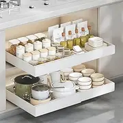 No Drill Pull Out Cabinet Organizer Sliding Shelf, Extendable Slide Out Drawers for Kitchen Cabinets, Metal Sliding Drawers for Kitchen Cabinets, Cupboard Drawer Pull Out Sliders