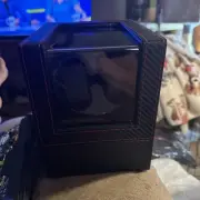 Black Carbon Fiber Double Watch Winder Leather Batteries Will Work Can Add Cord