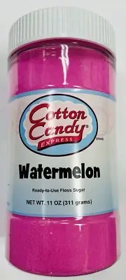 Cotton Candy Express WATERMELON Floss Sugar, 11 oz Plastic Jar, 22 Servings