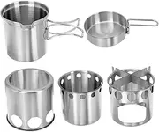 TOYANDONA 1 Set Portable Cooking Pot Set Stainless Steel Camping Cookware with Stove for Hiking BBQ and Outdoor Activities Easy to Clean Non Stick Cookware for Great Camping Experience
