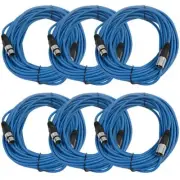 6 Pack of 50 Foot Blue XLR to XLR Microphone Cables PA/DJ Patch Cords