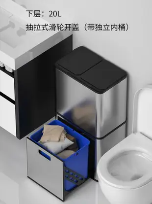 GAOK自動垃圾桶智慧感應櫃式電動分類干濕分離家用雙層不銹鋼筒❀❀城市玩家