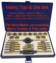 METRIC Coarse Fine Tap and Die Set M3 M4 M5 M6 M8 M10 M12 Boxed Kit Taps Dies