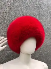 Fox Fur Hat Red Color Fur Saga Furs Beanie Fur Hat Full Fur Hat Skull Cap