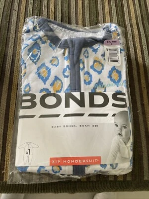 BONDS ZIP WONDERSUIT SNOW LEOPARD BNIP SZ 0 Acc605