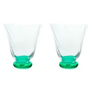 2x LVD Clear Jade 11cm Tulip Glass Water/Juice Tumbler Cup Glassware Green