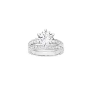 Silver 6 Claw Cz Curved Band Bridal Set in Clear