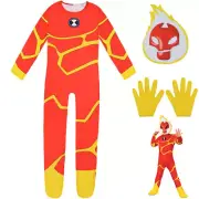 Kids Ben 10 Heatblast Cosplay Costume Boy Jumpsuit Outfit Dress Up