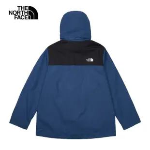 【The North Face 官方旗艦】北面男款藍色防水透氣可調節收納連帽衝鋒衣｜88FRMPF