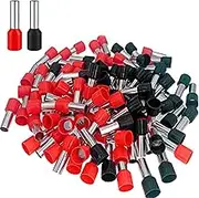 Teansic 200 Pcs Wire Ferrules Kit 8 AWG Ferrule Connectors End Terminal E10-12 Insulated Ferrule Pin Cord End Terminal for Car Audio, Electronics, Communication Equipment (100 Black + 100 Red)