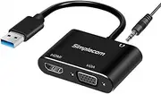 Simplecom DA316A USB to HDMI + VGA Video Card Adapter with 3.5mm Audio
