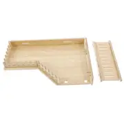 Hamster Solid Wood Base Cage Activity Toy Pet Climbing Ladder Platform