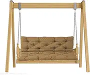 Garden Swing Seat Cushions Khaki 2 3 Seat Bench Pads for Porch Patio Furniture Indoor/Outdoor Replacement Cushions with Backrest 150 * 100 * 8cm