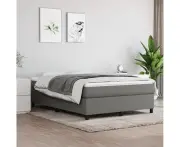 Bed Frame Dark Grey Double Size Fabric 137x187 cm Durable Supportive Legs Plywood Slats