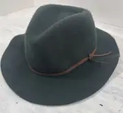 Brixton Valley Wide Brim Wool Moss Green Fedora Hat New Sz OS One Size Fits Most