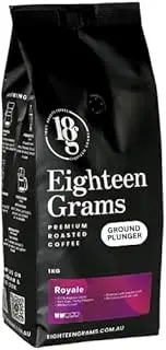 18 Grams Royale Ground Plunger Coffee – Medium Roast with Oak & Nutty Flavors, 100% Arabica Blend of Indian, Brazilian & Colombian, 1kg