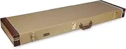 Crossrock Hard-Shell Wood Case-Stainless Steel Latches, Sponge Lining, Metal Feet, Storage Space-for Electric Bass Guitars-Vinyl Tweed (CRW620BTW)