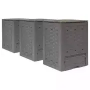 Garden Composter Trash Can Compost Bin with Lid Brown Plastic Rattan vidaXL