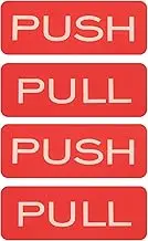 uxcell 2Set Push Pull Door Stickers, 2x4.7in Push and Pull Signs Plate Acrylic Vertical Self-Adhesive for Doors Glass Window Business Stores, Rectangle, Red