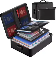 Fireproof Document Bag with Lock, Fireproof＆Waterproof File Organizer Bag with M