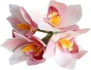 4-head Hand-made Cymbidium Orchid 3D Artificial Flower Feel Flower(pink)