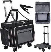 Amythe Rolling Teacher Bag with Laptop Compartment and Detachable Dolly, Black