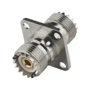 UHF SO-239 Female to Female 4 Hole Flange Mount Coaxial Connector Adapter