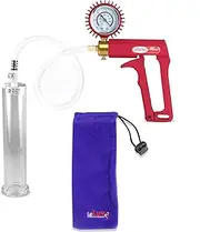 [LeLuv] Maxi and Protected Gauge Red Penis Pump for Men 9 inch Length x 2.00 inch Cylinder Diameter