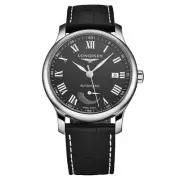 Longines Mens Master Collection Black Dial Leather Automatic Watch L2.708.4.51.7