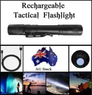 Rechargeable Tactical Flashlight - Small USB LED Metal Aluminium Aluminum Torch
