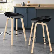 ALFORDSON 2x Kitchen Bar Stools Bar Stool Counter Wooden Chairs Black Wade