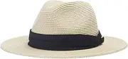 [Generic] Summer Paper Straw Fedora Hat for Women, Wide Brim Adjustable Sun Hat 57-59cm, Fashion Beach Travel