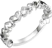 [JewelryWeb] 925 Sterling Silver Love Heart Ring Size 6.5 Statement-Ring for Women