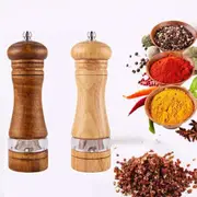 Adjustable Manual Pepper Grinder Wooden Salt Pepper Mill With Ceramic Grinder 1PC* Beige+1PC* Brown