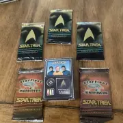 1996 Fleer SkyBox Star Trek TCG, Factory Sealed, 3 Booster Packs & 2 Maneuver