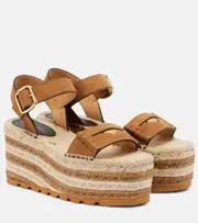 [Stella McCartney] Stella McCartney Faux suede-trimmed espadrille sandals AU 4 neutrals