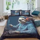 Bedding Set Double（200x200cm）, 3D Wild Animals Duvet Cover Sloth Comforter