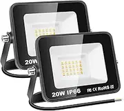 RIGIDON 2 x 20 W Outdoor LED Floodlight, 2000 LM Outdoor Spotlight, 4000 K Warm White IP66 Waterproof LED Floodlight, Outdoor Lamp for Garden, Courtyards, Garage, Hotel, Sports Field, Workshop